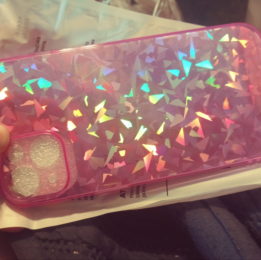 Iphone 13 light purple holographic glitter fragments phone case
